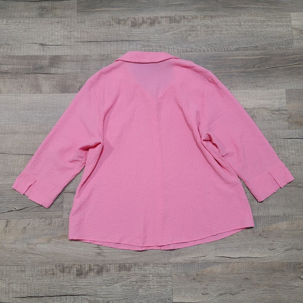 ALC Pink Crinkle Button Up Shirt Plus Size 1X Contemporary Art to Wear Unique - Picture 2 of 5